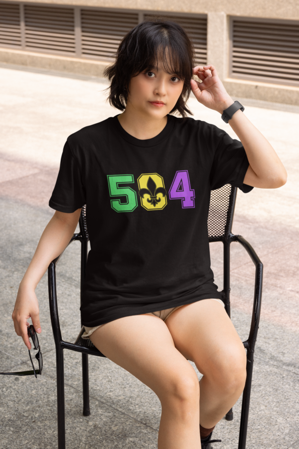 504 Fleur De Lis Mardi Gras Spirit T-Shirt - Image 3