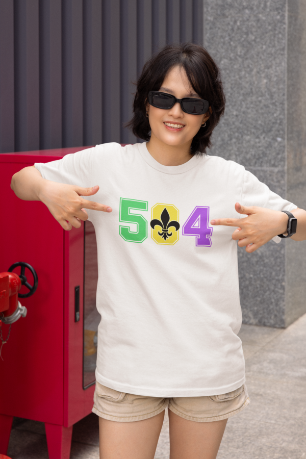 504 Fleur De Lis Mardi Gras Spirit T-Shirt - Image 2